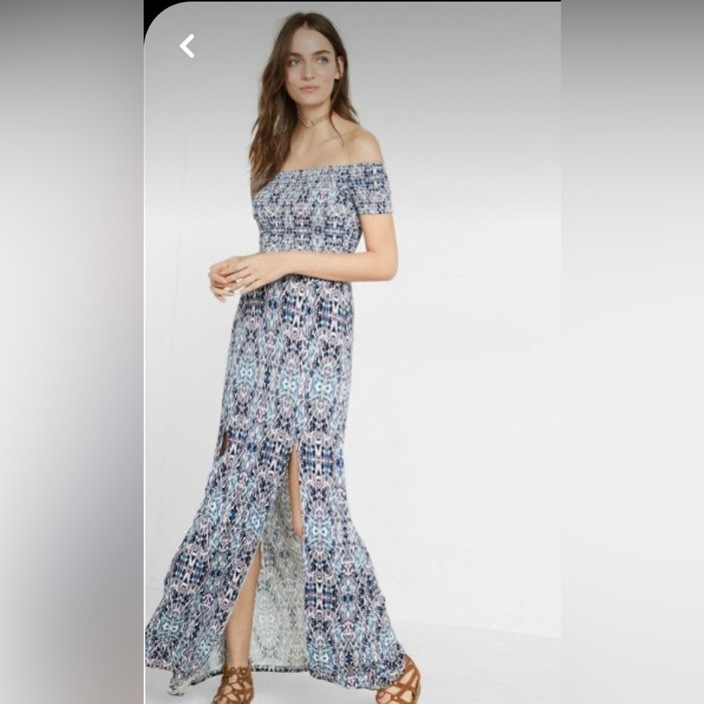 Express NWT Maxi Off Shoulder Multicolor Dress Size Medium